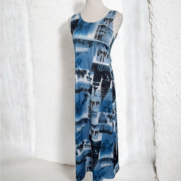 Vintage Dresses & Skirts - Vintage New York 2000s Blue and Black Sleeveless Maxi Dress fairy grunge M
